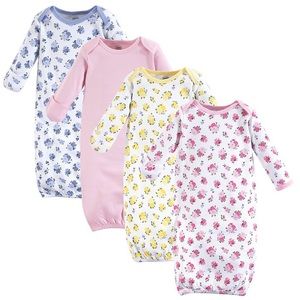 •Pink & Purple Floral Gowns (Set of Four)